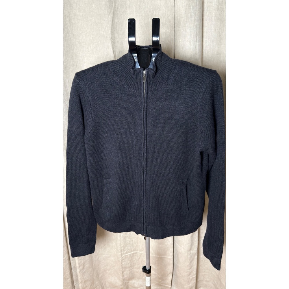 SKIMS Wool Cashmere Zip Up Mock Neck Sweater Onyx XL NWT $198
